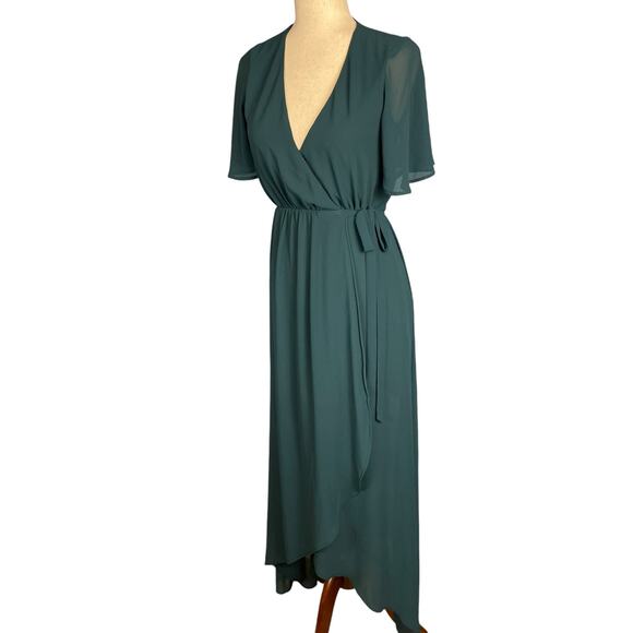 Show Me Your Mumu Sophia Wrap Dress Womens Deep Jade Chiffon XXS - Picture 9 of 12